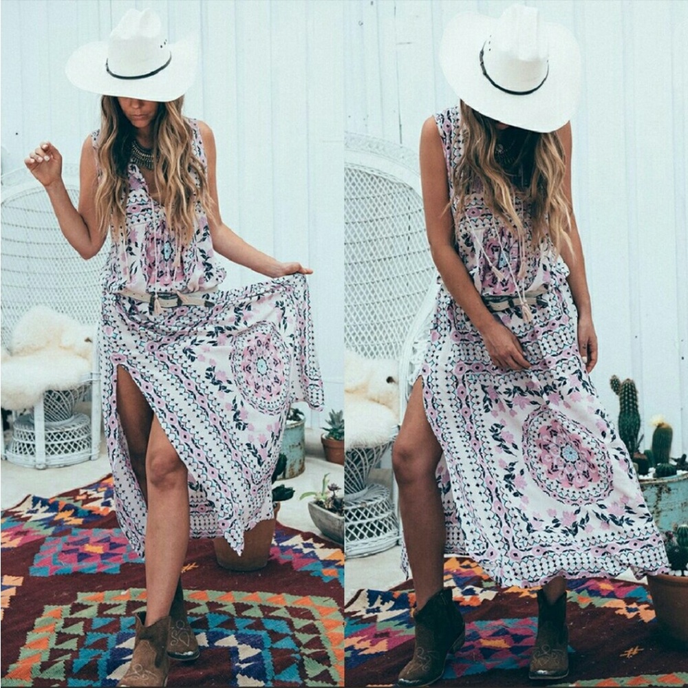 SPELL & THE GYPSY COLLECTIVE Pandora Split Dress Boho Maxi Primrose Print - Picture 3 of 16